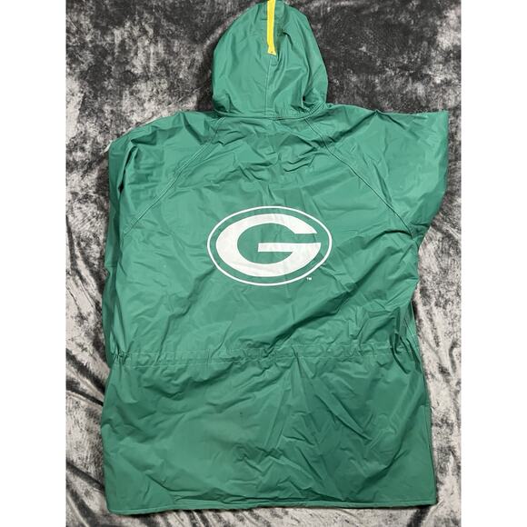 Vintage Green Bay Packers Game Day Jacket XL Hooded Rain Coat Yellow Lining - Picture 8 of 13
